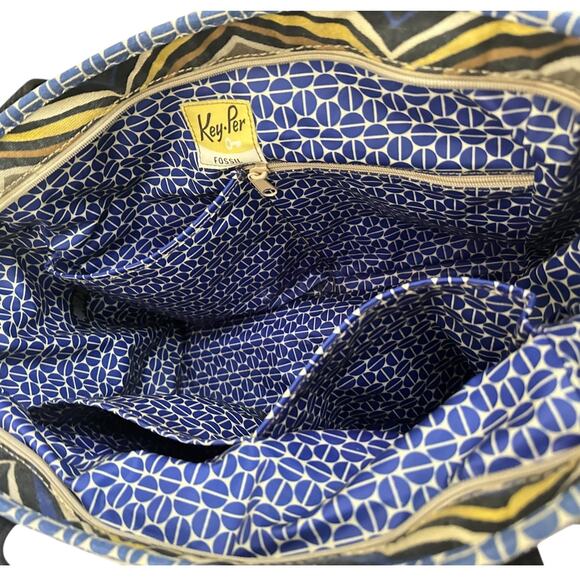 Vintage Fossil Key Per Diaper Bag Large Tote Coated Canvas Abstract Retro Print - Picture 10 of 16